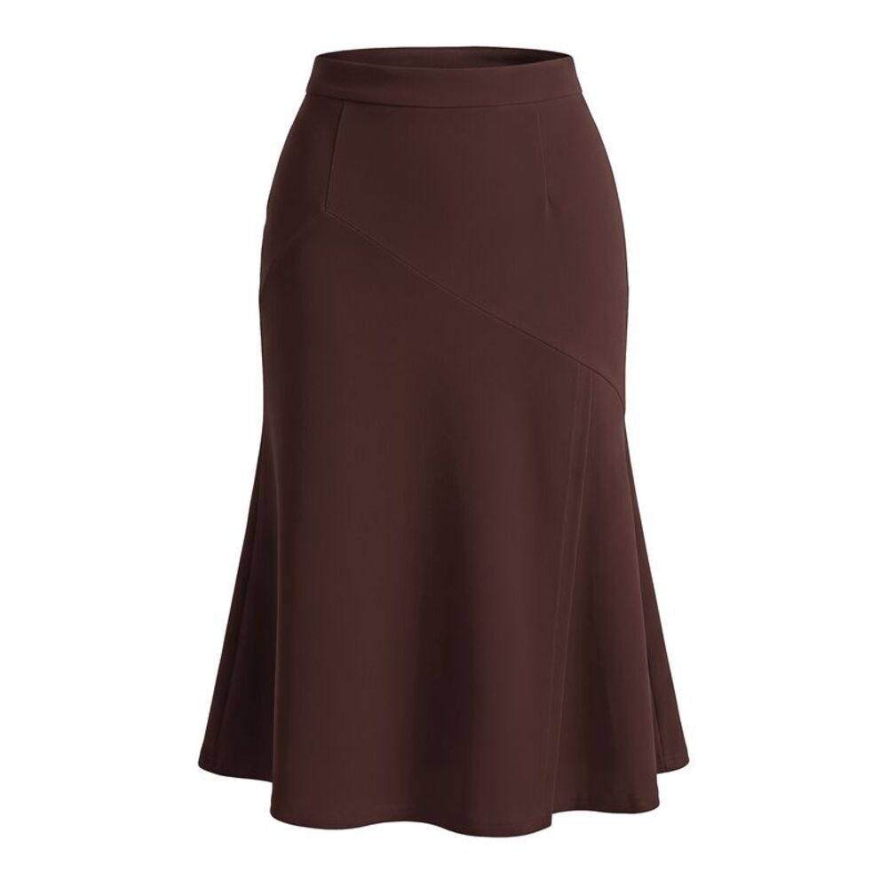 Women Panel Business Causal Fitted Skirts Fishtail Skirt Dark Brown